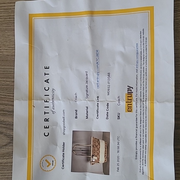 RARE Coach Purse,VINTAGE With Certificate Of Authenticity - Picture 6 of 6